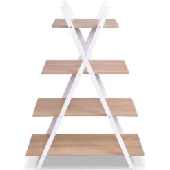 Costway 4-Tier Bookshelf Storage Display Shelves Bookcase Ladder X-Shape -Baxton Studio Store GUEST 7123a3b4 8167 45c9 9a39 e0053ec0e1ea