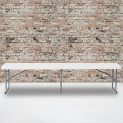Emma And Oliver 10.25"Wx71"L Portable Bi-Fold Granite White Plastic Bench