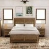 3pc Queen Quail Bedroom Set With 2 Nightstands Rustic Light Walnut - HOMES: Inside + Out
