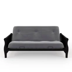 Full Chester Wood Arm Futon Frame With 8" Polyester Mattress - Room & Joy -Baxton Studio Store GUEST 718ca4ef 5e5e 4f05 9820 f8ad2acbf17b