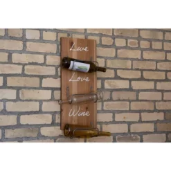 Three Bottle "Live Love Wine" Wood Wall Mount Wine Rack - Foreside Home & Garden -Baxton Studio Store GUEST 723d6c7d 4147 44f5 b211 33ebe243a6db