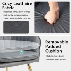 Costway Set Of 2 Velvet Dining Chairs Mid-Back Leisure Armchair W/ Gold Leg PinkGray -Baxton Studio Store GUEST 72e04fd7 d579 4711 aa5f 304f4af5efcb