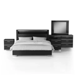 5pc Shorehaven Bedroom Set With 2 Nightstands Black/Chrome - MiBasics -Baxton Studio Store GUEST 73674b9c 4962 4fa9 b9e0 45310873ffe5