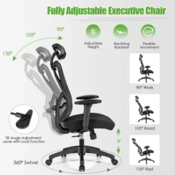 Costway Ergonomic High Back Mesh Office Chair W/ Adjustable Lumbar Support -Baxton Studio Store GUEST 736bdf55 b040 4332 b586 da861f6a394a