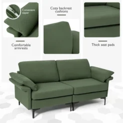 Costway Modern Loveseat Fabric 2-Seat Sofa Couch For Small Space W/Metal Legs Army 16 Costway Modern Loveseat Fabric 2-Seat Sofa Couch For Small Space W/Metal Legs Army -Baxton Studio Store GUEST 73ec75b7 3343 4c8f 9c0f 20aa93025cc7
