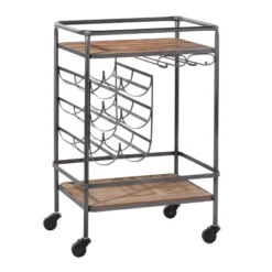 Metal And Wood 2 Tiered Wine Rack Chart Gray - Olivia & May -Baxton Studio Store GUEST 74a84fbc b652 418d b021 162d650e1b1d