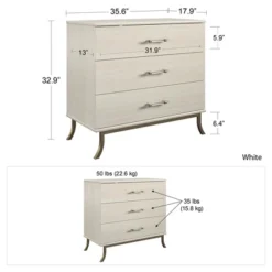 Little Seeds Monarch Hill Clementine 3 Drawer Dresser, White -Baxton Studio Store GUEST 74c5127e 2eb6 4caf 9e36 dff3cea4841c