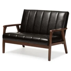 Nikko Mid-Century Modern Scandinavian Style Faux Leather Wooden 2 Seater Loveseat - Baxton Studio 9 Nikko Mid-Century Modern Scandinavian Style Faux Leather Wooden 2 Seater Loveseat - Baxton Studio -Baxton Studio Store GUEST 753fe990 507c 4bd0 bb64 c2f5d6a8731e