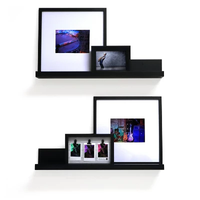 Set Of 2 (24") Modern Picture Ledge Wall Shelf Black - Inplace 5 Set Of 2 (24") Modern Picture Ledge Wall Shelf Black - Inplace - Image 5