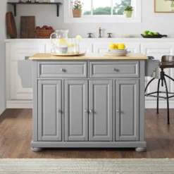Alexandria Kitchen Island With Wood Top Vintage Gray/Natural - Crosley -Baxton Studio Store GUEST 757cfb0b 7e46 4282 b815 a092e9343d5a