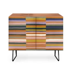 Gigi Rosado Brown Striped Pattern Walnut Credenza - Deny Designs -Baxton Studio Store GUEST 75d42df3 879e 4677 b779 84eab0e5bae0