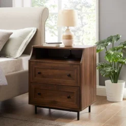 Transitional 2 Drawer Nightstand With USB Port - Saracina Home -Baxton Studio Store GUEST 781ffe09 6d44 4a9f 8ed7 47a5be6b5603