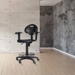 22"-32" Adjustable Height Polyurethane Task Office Chair With Arms Black- Hampden Furnishings -Baxton Studio Store GUEST 792106b9 71b3 4edc 84c9 97444419b942