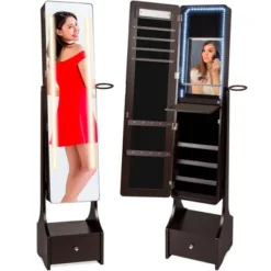 Best Choice Products Full Length LED Mirrored Jewelry Storage Organizer Cabinet W/ Interior & Exterior Lights -Baxton Studio Store GUEST 7925fc77 4f02 4bce 97a2 58b01fcd5066