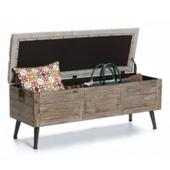 LuxenHome 47.2-Inch Wide Upholstered Wood Storage Bench. -Baxton Studio Store GUEST 793bccbc 8719 453c 94f5 5c5f3f7a73f0