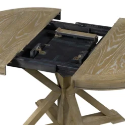 5 PCS Extendable Wood Dining Table Set With Round Table And 4 Upholstered Chairs-ModernLuxe -Baxton Studio Store GUEST 795d77f3 fc46 464d a313 f811b60bf3c2