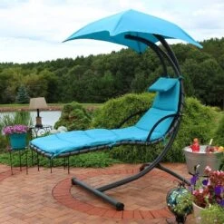 Sunnydaze Decor Sunnydaze Outdoor Hanging Chaise Floating Lounge Chair With Canopy Umbrella And Arc Stand 19 Sunnydaze Decor Sunnydaze Outdoor Hanging Chaise Floating Lounge Chair With Canopy Umbrella And Arc Stand -Baxton Studio Store GUEST 7a14d9bd 4158 4868 b7c4 eaafbf514b99