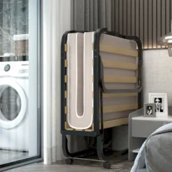 Costway Folding Rollaway Bed Extra Guest W/ Memory Foam Mattress -Baxton Studio Store GUEST 7a27a80d 40fb 4395 8efb f6622ca1a354