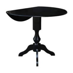 36.3" Smithson Round Pedestal Dual Drop Leaf Dining Table Black - International Concepts -Baxton Studio Store GUEST 7a76a057 1685 4ef1 9ba3 716b6eb2bcbb