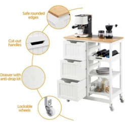 Yaheetech Rolling Kitchen Island Kitchen Cart With Cabinet & Drawer White 9 Yaheetech Rolling Kitchen Island Kitchen Cart With Cabinet & Drawer White -Baxton Studio Store GUEST 7b696097 7a94 4a65 9686 3cf251795763