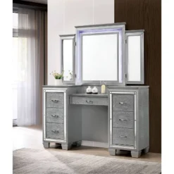 2pc Mallery Vanity Set With Stool Silver - HOMES: Inside + Out -Baxton Studio Store GUEST 7c013e39 84dd 4232 a898 7fd69f033509