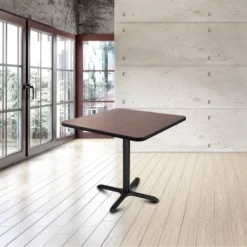 36" Square Composite Core Dining Table Laminated Mahogany With Black Steel Base - Hampden Furnishings -Baxton Studio Store GUEST 7c3a64ca 4f5f 45c2 abae 5ee1f12232af