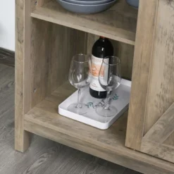 HOMCOM Accent Cabinet, Kictchen Cupboard Storage Cabinet, 3-Tier Organizer With Barn Door And Adjustable Shelf -Baxton Studio Store GUEST 7c8d9ee7 2b55 4dcf 941c 611dbeb46a1f