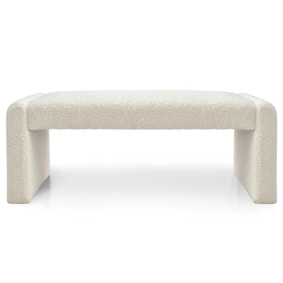 Kaia 47" Minimalist Aesthetic Look Teddy Waterfall Upholstered Bench-The Pop Maison 1 Kaia 47" Minimalist Aesthetic Look Teddy Waterfall Upholstered Bench-The Pop Maison