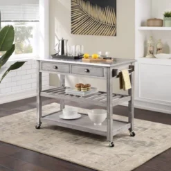 Sonoma Kitchen Cart With Stainless Steel Top - Boraam -Baxton Studio Store GUEST 7d796a29 4214 4caa b07b ee929d19b34f