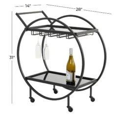 Contemporary Metal Round Bar Cart - Olivia & May -Baxton Studio Store GUEST 7d9f0d46 b085 46f8 947d 51de16095659