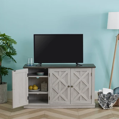 Saw Cut TV Stand For TVs Up To 55" Off White - Home Essentials 3 Saw Cut TV Stand For TVs Up To 55" Off White - Home Essentials - Image 3