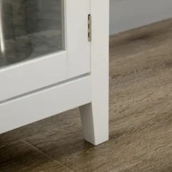 HOMCOM Glass Door Kitchen Sideboard, Buffet Cabinet With 6-Bottle Wine Rack And Stemware Racks, Coffee Bar For Living Room, Dining Room, White -Baxton Studio Store GUEST 7e2d8ed0 07e6 48f2 8769 a8a06098cea5