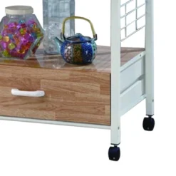 Commodious Kitchen Shelf On Casters White - Benzara