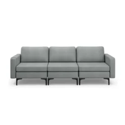 Costway Modern Modular 3-Seat Sofa Couch W/ Side Storage Pocket & Metal Leg GreenGrey -Baxton Studio Store GUEST 7e5c9403 ce6e 49fb b69c 50d4c5f018af