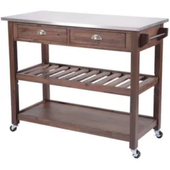 Sonoma Kitchen Cart With Stainless Steel Top - Boraam -Baxton Studio Store GUEST 7e7d2480 560b 4104 a8ba 1347c1b1b9e5