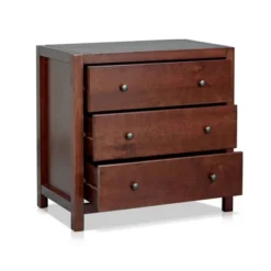 MUSEHOMEINC ST1001E 31.5 Inch Tall Rustic Solid Wood 3 Drawer Storage Dresser Nightstand With Black Metal Rounded Knobs, Espresso