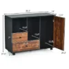 Costway Lateral Mobile Filing Cabinet Large Printer Stand W/2 Drawers Open Shelves Black