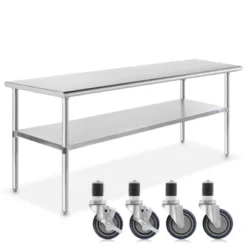 GRIDMANN Stainless Steel Table With 4 Casters (Wheels), NSF Commercial Kitchen Work & Prep Table -Baxton Studio Store GUEST 7fab69f5 f381 4a9c b5ae c42a3f25fbf2