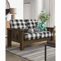 Jovie Gingham Rustic Loveseat - HOMES: Inside + Out -Baxton Studio Store GUEST 811faadd dc28 48fc 8c06 09255a27cd4d