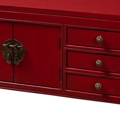 Melodie 6 Drawer Console Table Red - Baxton Studio 4 Melodie 6 Drawer Console Table Red - Baxton Studio - Image 4