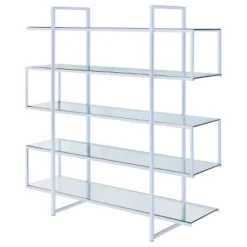 63" Contemporary 5 Shelf Zig Zag Bookcase With Glass Shelves Chrome - Coaster -Baxton Studio Store GUEST 81b8e48c 470c 4362 be2c afd892ff27e8