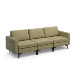 Costway Modern Modular 3-Seat Sofa Couch W/ Side Storage Pocket & Metal Leg GreenGrey -Baxton Studio Store GUEST 82b9624e cc27 4f7e 8f2e c7f07c1458c4