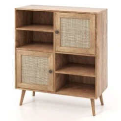 Costway Rattan Buffet Sideboard Accent Storage Cabinet Coffee Bar Cabinet Doors Cubbies -Baxton Studio Store GUEST 831a5595 bae4 4797 9e52 3960bb6d7322
