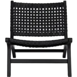 Luna Leather Woven Accent Chair - Safavieh -Baxton Studio Store GUEST 835675f3 0efd 4389 adc6 08d83be076d2