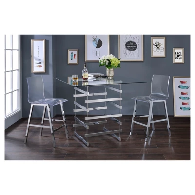Counter Height Table Clear Chrome - Acme Furniture 1 Counter Height Table Clear Chrome - Acme Furniture
