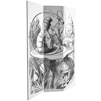 71" Double Sided Alice In Wonderland Canvas Room Divider White - Oriental Furniture 3 71" Double Sided Alice In Wonderland Canvas Room Divider White - Oriental Furniture - Image 3