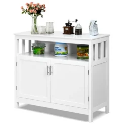 Costway Kitchen Buffet Server Sideboard Storage Cabinet W/2 Doors & Shelf WhiteBlack -Baxton Studio Store GUEST 84c49a9d aa96 4b22 8088 4c827957c8b4