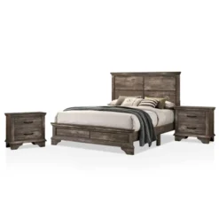 3pc Jacobi Bed With 2 Nightstands Gray - HOMES: Inside + Out -Baxton Studio Store GUEST 8556dd56 5ac4 4897 9194 940c93aa7a84