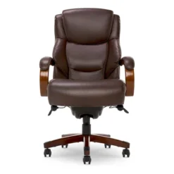 JOMEED CC82 Delano Big And Tall Executive Office Chair With Ergonomic Lumbar Support, Adjustable Height, And Comfort Core Memory Foam, Brown Leather