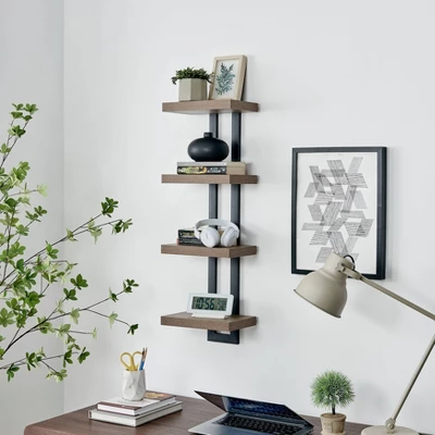36" X 11" 4 Tier Ladder Bracket Floating Wall Shelf Unit - Danya B. 6 36" X 11" 4 Tier Ladder Bracket Floating Wall Shelf Unit - Danya B. - Image 6